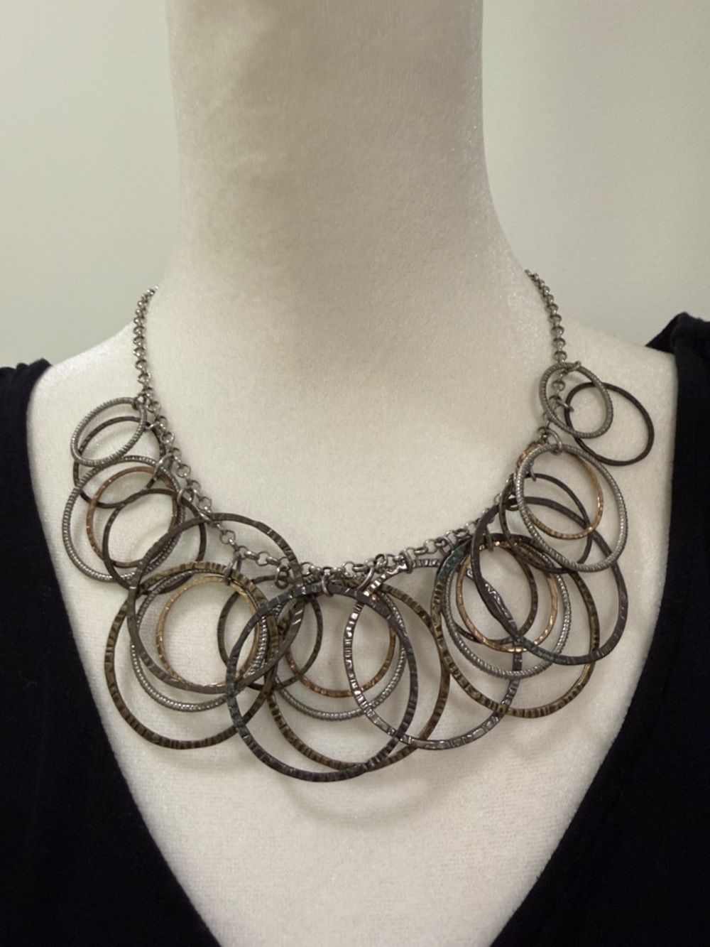 Multi-Tone Mixed Metals Hoop Statement Necklace - Women Jewelry